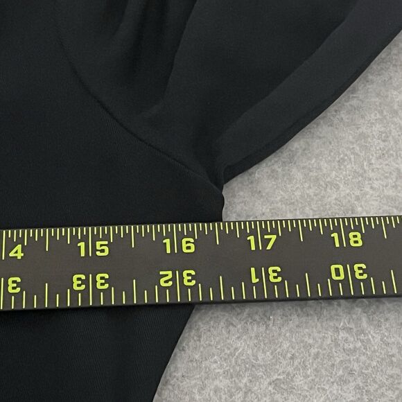 Witchy Midi Dress Black Ruched V Neck Goth Minimalist Asymmetric Sleeve SZ 10 - Picture 11 of 11